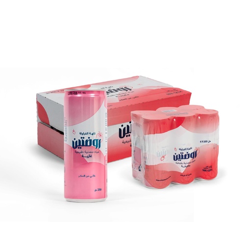 [640006] روضتين مياه معدنية طبيعية مكربنة بنكهة الفراولة -عبوة المنيوم - خالي من السكر250مل شد 24