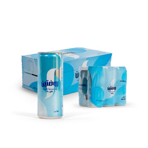 [640003] روضتين مياه معدنية طبيعية غازية عبوة المنيوم 250 مل شد 24
